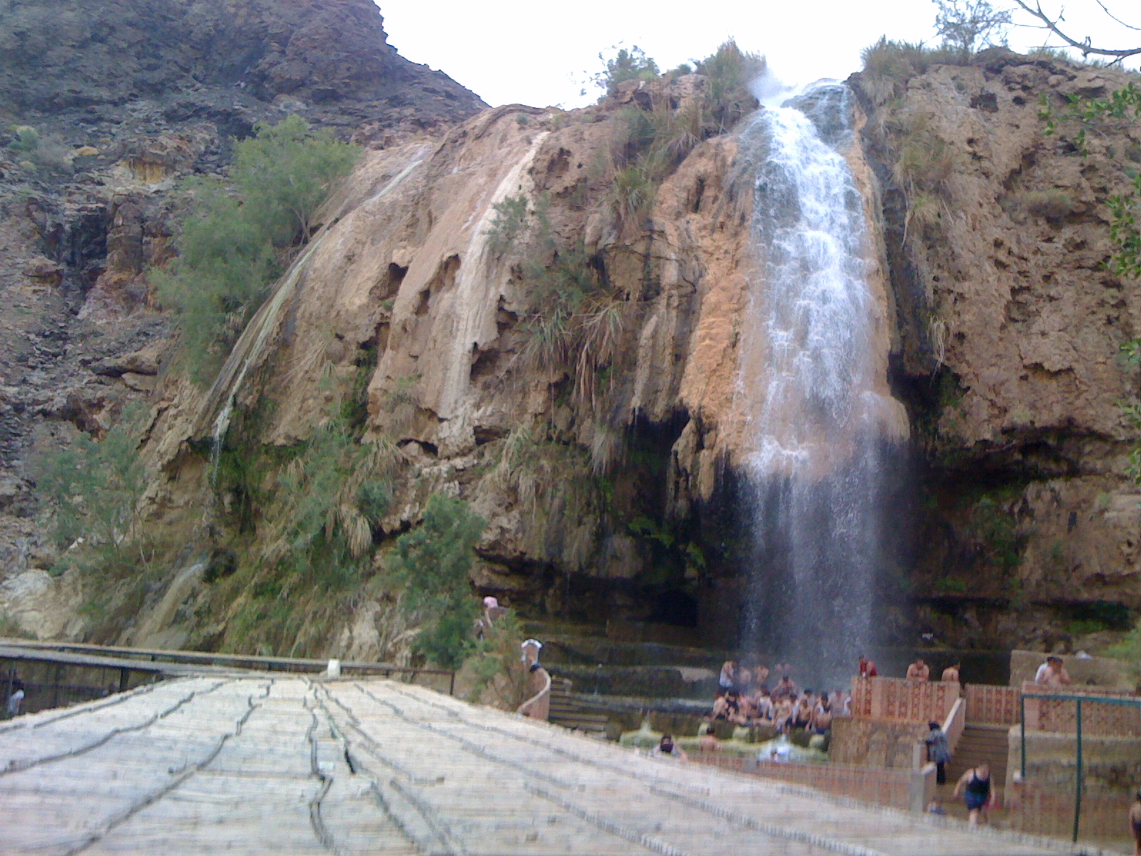 Hammamat Main hot springs: where mineral water cascades down a 130-metre cliff into the Dead Sea valley